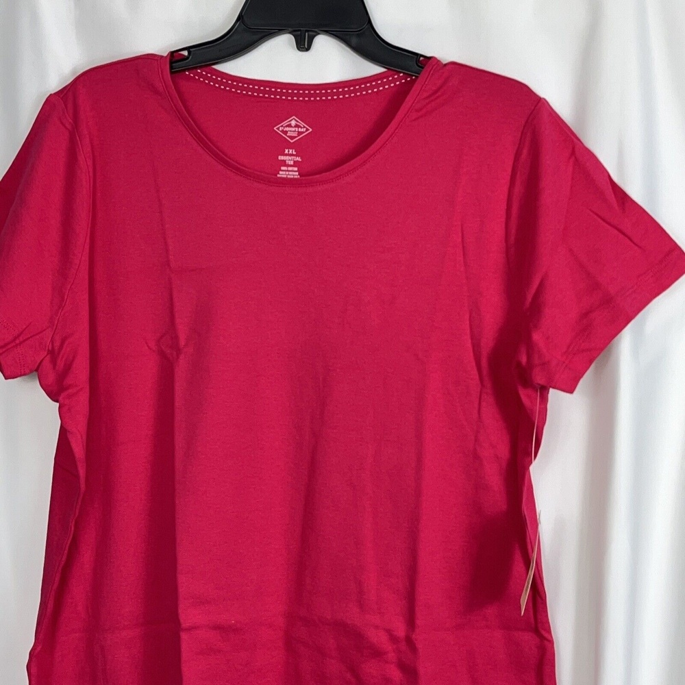 ST.JOHN'S BAY Women's Size XXL, Short Sleeve, Crew Neck T-Shirt Bright Rose